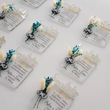 Pleksi Şeffaf Gümüş İsimli Nikah Şekeri