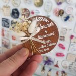 Ahşap Kesim Yuvarlak Uv Baskılı Nikah Şekeri
