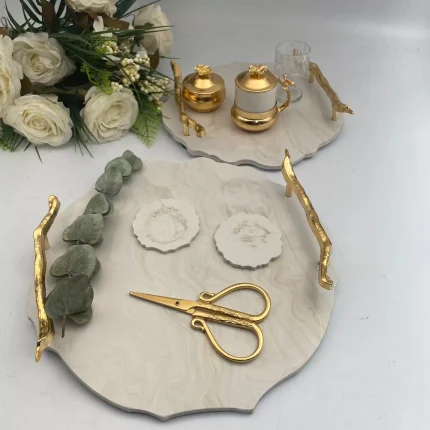 Mermer Desenli Söz Nişan Tepsi Takımı