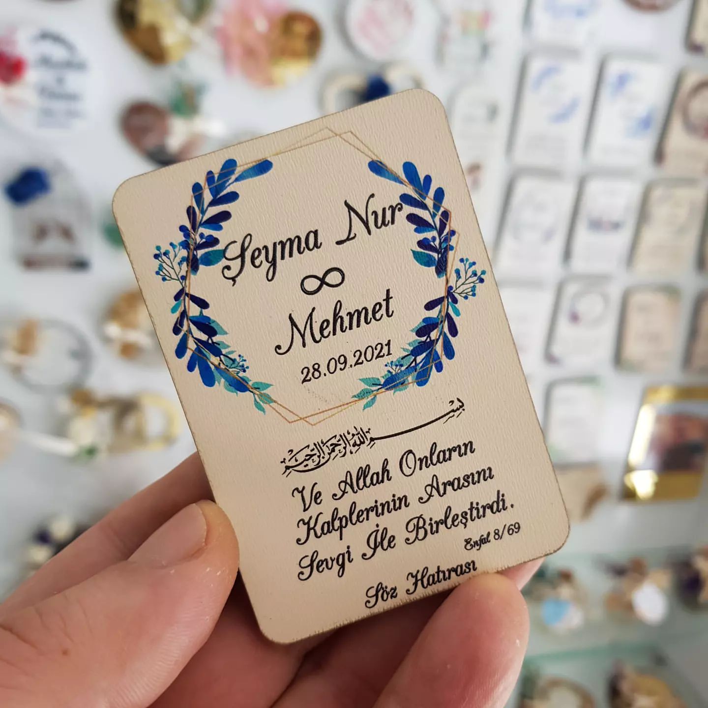 Ahşap Ucuz Nikah Şekeri Ahşap Magnet - No-3