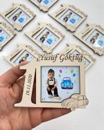 1 Yaş Ahşap Çerçeve Magnet Bebek Şekeri
