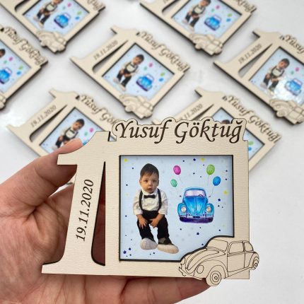1 Yaş Ahşap Çerçeve Magnet Bebek Şekeri