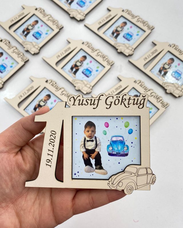 1 Yaş Ahşap Çerçeve Magnet Bebek Şekeri