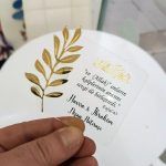 Pleksi Şeffaf Gold Yapraklı Nikah Şekeri
