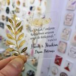 Pleksi Şeffaf Gold Yapraklı Nikah Şekeri