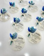 Epoksi Nikah Şekeri - Lacivert Süsleme - Gümüş