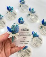 Epoksi Nikah Şekeri - Lacivert Süsleme - Gümüş