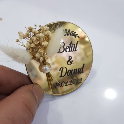 Pleksi Uv Baskılı Nikah Şekeri - Yuvarlak