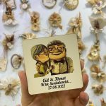 Yukarı Bak Temalı Uv Baskılı Ahşap Nikah Şekeri