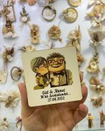 Yukarı Bak Temalı Uv Baskılı Ahşap Nikah Şekeri