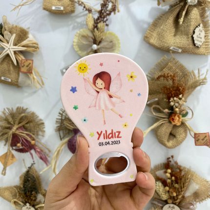Melek Temalı Pembe Balon Açacak Magnet