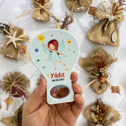 Melek Temalı Yeşil Balon Açacak Magnet