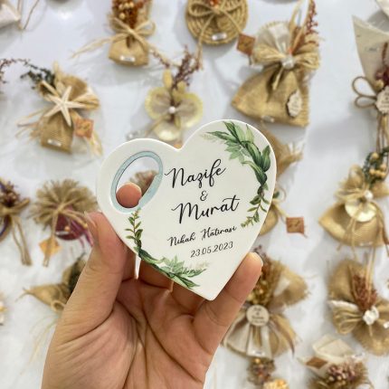 Kalp Açacak Magnet - Yeşil Yaprak Temalı