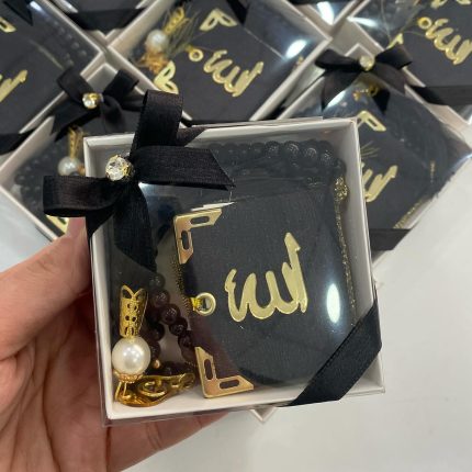 Asetat Kutuda Mini Kuran - Pırlanta Taşlı - Siyah