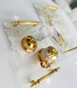 Beyaz Gold Desenli Söz Nişan Tepsi Takımı