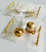 Beyaz Gold Desenli Söz Nişan Tepsi Takımı