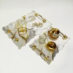 Beyaz Gold Çizgili - Nişan Tepsisi