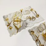 Beyaz Gold Çizgili - Nişan Tepsisi