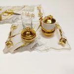 Beyaz Gold Çizgili - Nişan Tepsisi