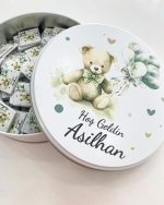 Teneke Kutu İçerisinde yeşil balon Temalı Bebek Çikolatası