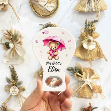 Balon Açacak Magnet - Şemsiyeli Teddy Temalı