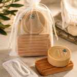 Ottoman Hamam Sabun + Kese + Ahşap Sabunluk Seti
