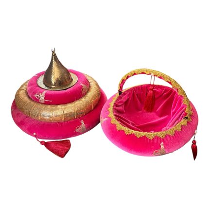 Pembe renk Osmanlı kına tepsisi ve sepeti