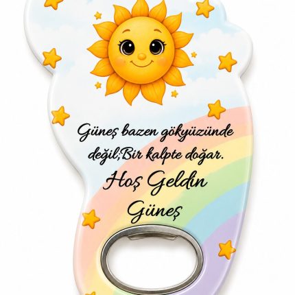 Güneş Temalı Hoş Geldin Bebek Açacak Magnet