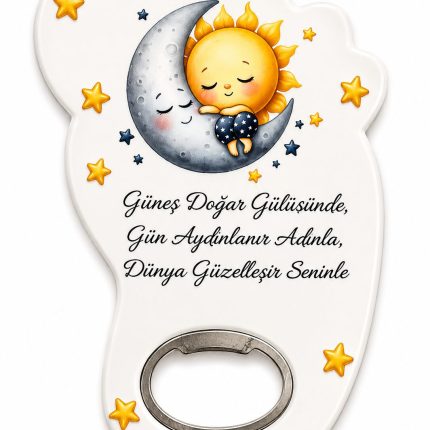 Ay ve Güneş Temalı Hoş Geldin Bebek Açacak Magnet